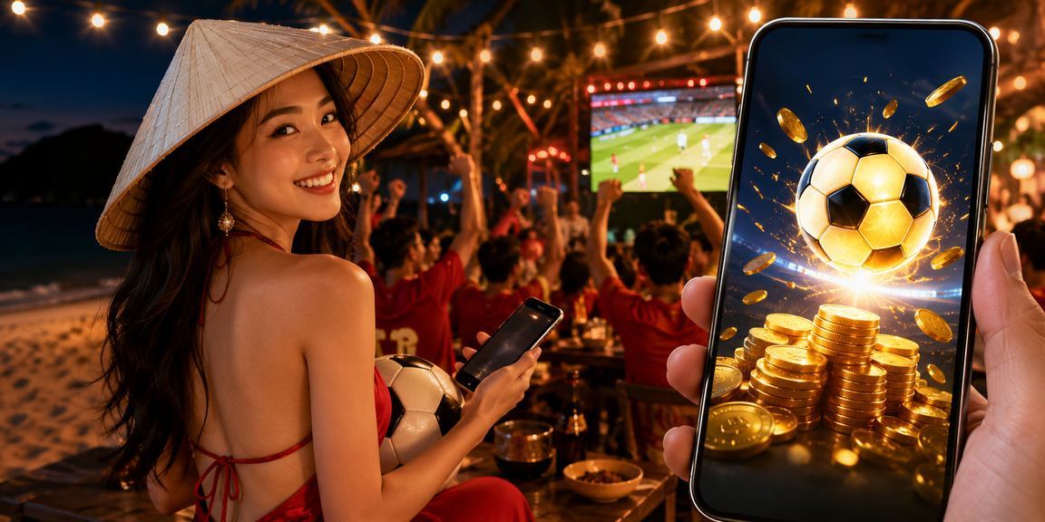 Người dân Côn Đảo đội nón lá ngồi thư giãn và chơi bài đổi thưởng trực tuyến